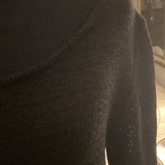 PeterNygard black thick sweater mini dress/top cuffed sleeved.sheer layer at end - Picture 2 of 8